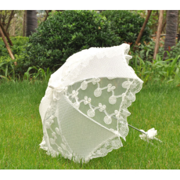Tissu à la main fabriqué en dentelle parapluie parasol blanc pour mariage Parapluie blanc nuptiale